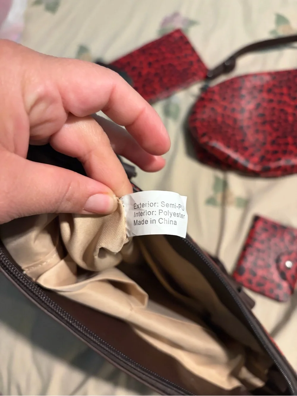 Red Leopard Print Women’s Bag Set